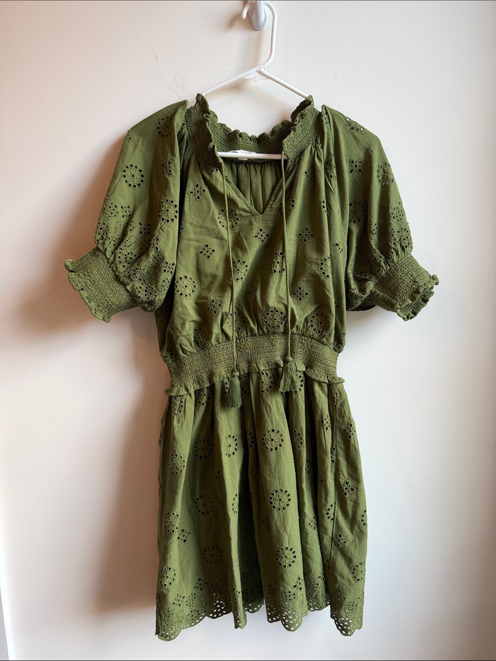 Roller Rabbit Olive Green Eyelet Short Sleeve Dress